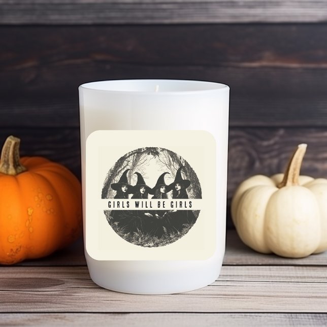 "Mädchen werden Mädchen sein | Niedlich-Hexengefüh Quadratischer Aufkleber (Von Creator hochgeladen)