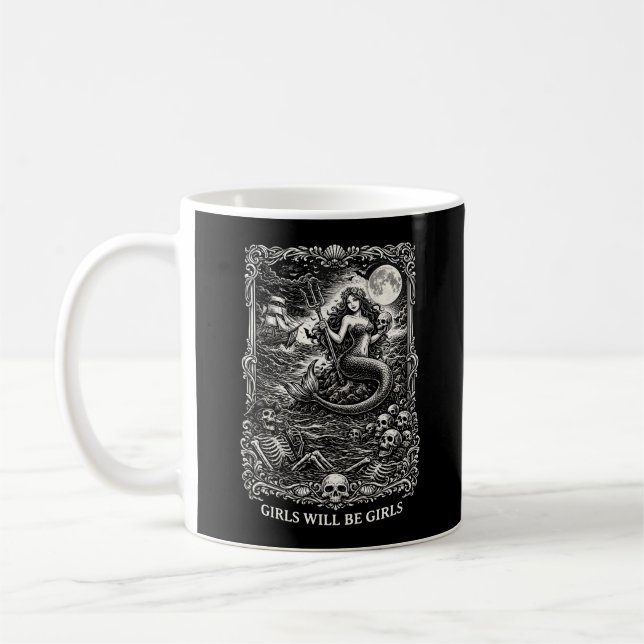Mädchen werden Mädchen Weibliche mystische Meerjun Kaffeetasse (Links)