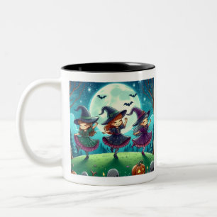 Mädchen werden Zitat von Mädchen sein, Hexen im Mo Zweifarbige Tasse