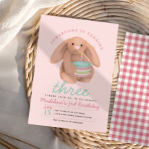 Mädchen Whimsical Süße Rosa Hase und Kuchen Geburt