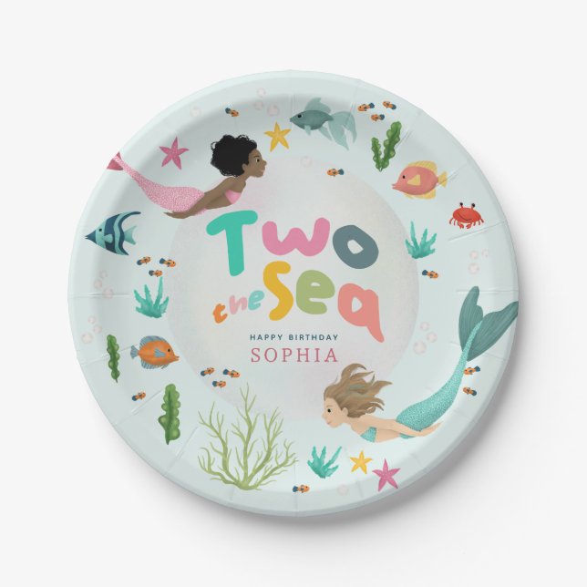 Mädchen Whimsical Unter dem Meer 2. Geburtstag Pappteller (Vorderseite)