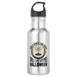 Mädchen wie Hexen Halloween Vintage Vektor Design Edelstahlflasche