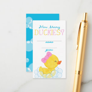 Mädchen Wie viele Duckies Party Guess Cards Begleitkarte