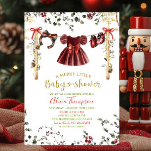 Mädchen Winterkleidung Merry Little Baby Shower Einladung