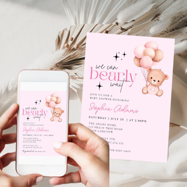 Mädchen wir können frühzeitig abwarten Teddy Bear  Einladung (Von Creator hochgeladen)