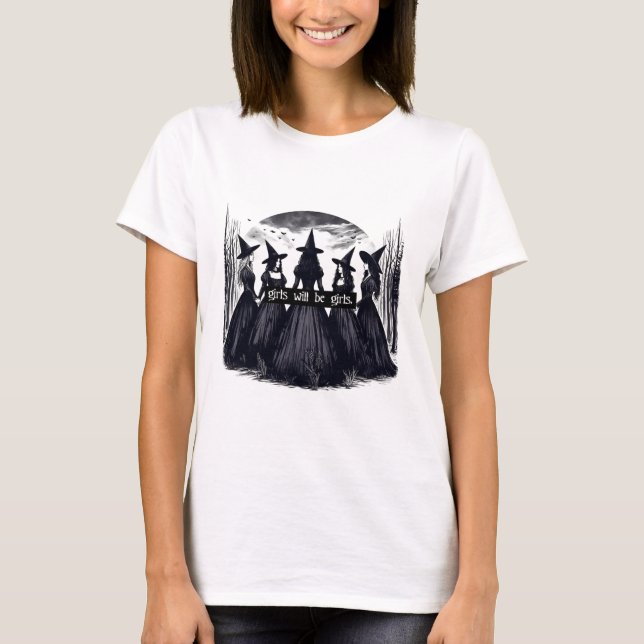 Mädchen wird Mädchen Hexenwitscher Witschy Vi sein T-Shirt (Vorderseite)