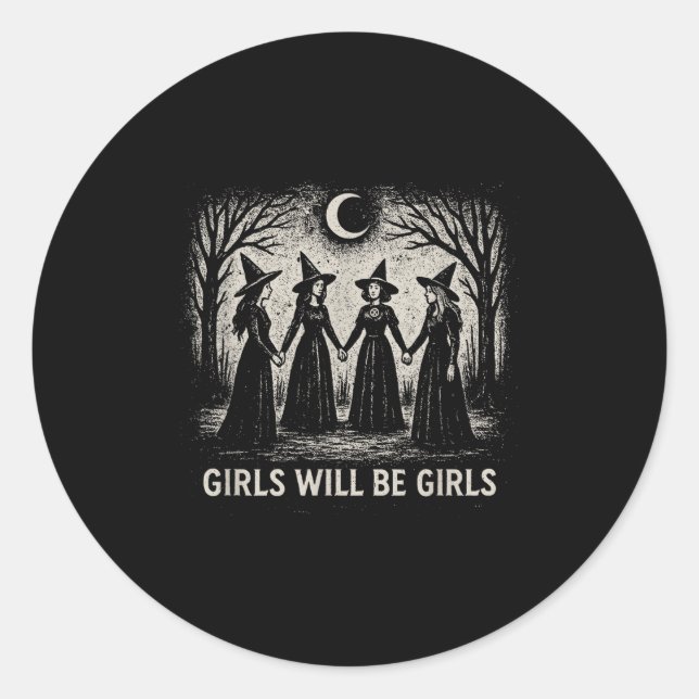 Mädchen wird Mädchen Hexerei Hexe Soky Jahreszeit  Runder Aufkleber (Vorderseite)
