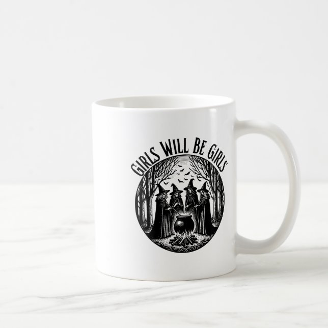 Mädchen wird Mädchen Hexerei Hexerei Spooky Saison Kaffeetasse (Rechts)