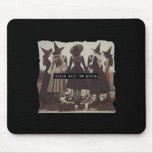Mädchen wird Mädchen Hexerei Hexerei Spooky Saison Mousepad