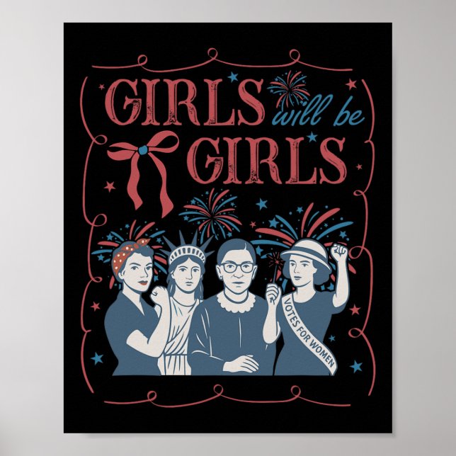 Mädchen wird Mädchen patriotischer feministischer  Poster (Vorne)