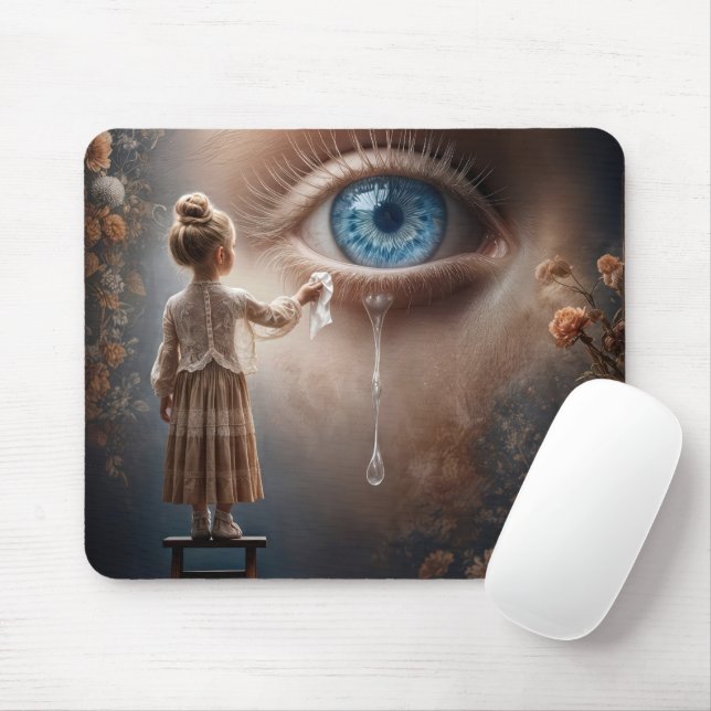 Mädchen wischen Tränen weg Mousepad (Mit Mouse)