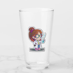 Mädchen-Wissenschaftlerin-Sticker Art Glasbecher  Glas