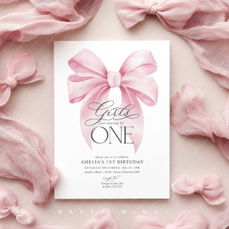 Mädchen wollen einfach nur EIN 1. Geburtstag Rosa  Einladung