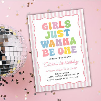 Mädchen wollen einfach nur ein Streifen farbenfroh Einladung