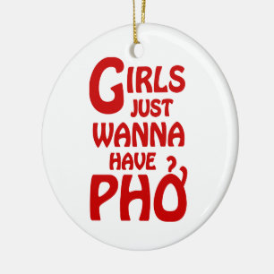 Mädchen wollen gerade, um Phở zu haben Keramikornament