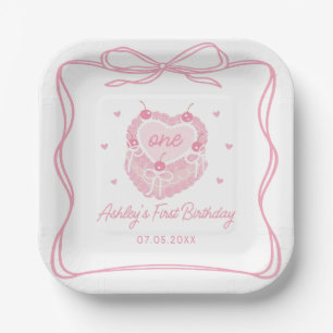 Mädchen wollen nur ein rosa Bow 1. Geburtstag sein Pappteller