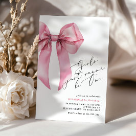 Mädchen wollen nur ein rosa Bow sein 1. Geburtstag Einladung
