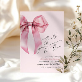 Mädchen wollen nur ein rosa Bow sein 1. Geburtstag Einladung