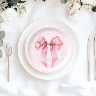 Mädchen wollen nur ein rosa Bow sein Geburtstag Pappteller