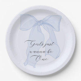 Mädchen wollen nur eine blaue Bow-Papierplatte sei Pappteller