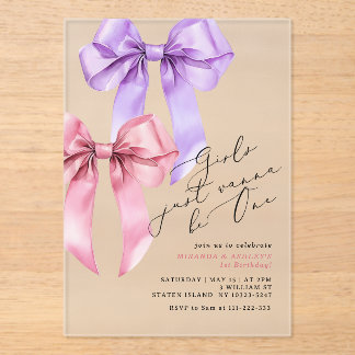 Mädchen wollen nur eine Zwillingsmädchen sein 1. G Acryleinladungen