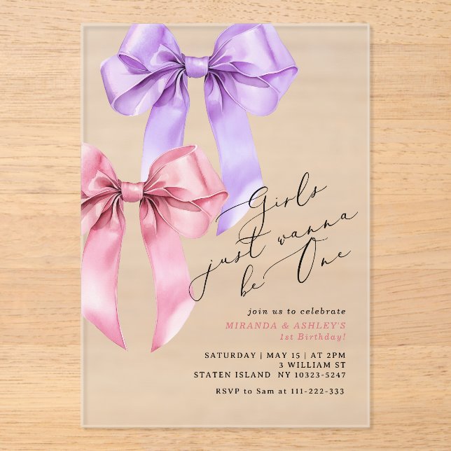 Mädchen wollen nur eine Zwillingsmädchen sein 1. G Acryleinladungen (Vorderseite)