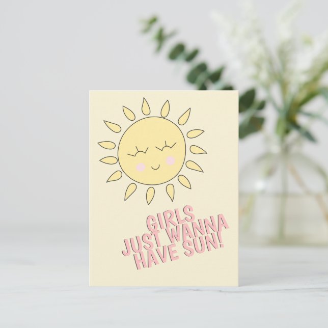 Mädchen wollen nur Sonne haben! Sommerangebot Postkarte (Stehend Vorderseite)