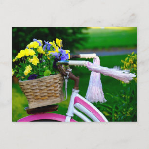 Mädchen wollen nur Spaß haben, rosa Mädchenfahrrad Postkarte