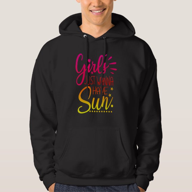 Mädchen Wollte zu Sun Beach Vacation Essentials Hoodie (Vorderseite)