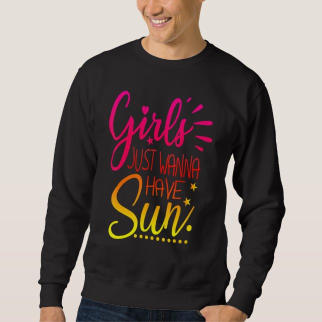 Mädchen Wollte zu Sun Beach Vacation Essentials Sweatshirt (Vorderseite)