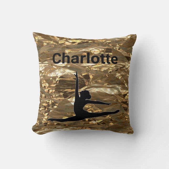 Mädchen Xcel Gold Gymnastik Personalisiert Name/Ja Kissen (Vorderseite)