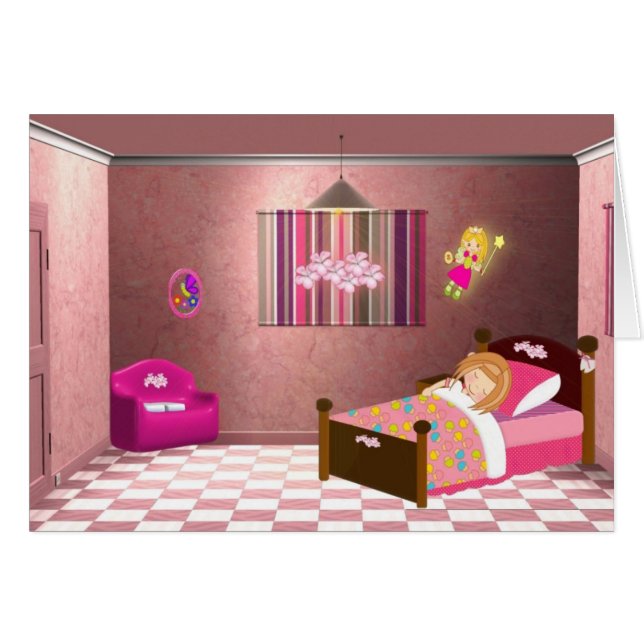 Mädchen-Zahn-Fee-Karte (Vorderseite (Horizontal))