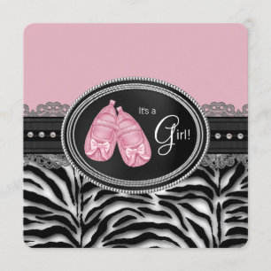 Mädchen Zebra Baby Shower Einladung