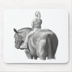 MÄDCHEN ZU PFERD: BLEISTIFT-KUNST: REALISMUS MOUSEPAD