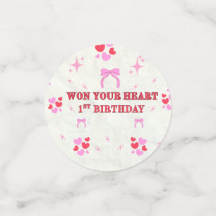 MÄDCHEN ZUM 1. GEBURTSTAG HERZEN LILA STERNE KONFE KONFETTI
