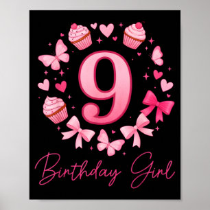 Mädchen zum 9. Geburtstag Ästhetische Coquette Sch Poster