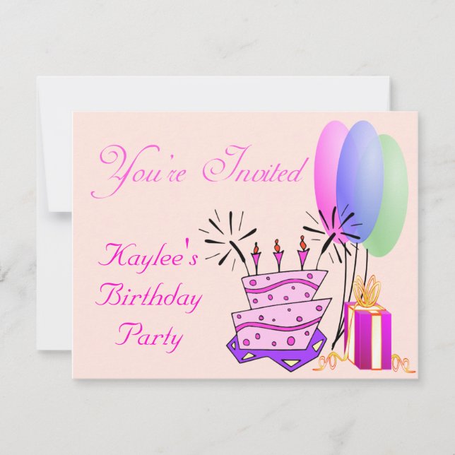 Mädchen zum Geburtstag Einladung (Vorderseite)