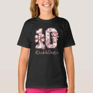 Mädchen zum zehnten Geburtstag Rosa Coquette-Schle T-Shirt