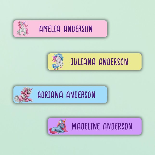 Mädchen zurück zur Niedlichen magischen Einhornfar Etiketten (Von Creator hochgeladen)