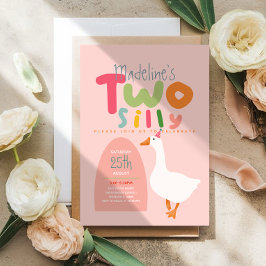 Mädchen Zwei Alberne Gänse Rosa Erster Geburtstag Einladung