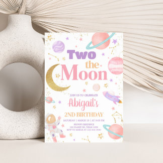Mädchen Zwei der Mond Geburtstagsparty Einladung