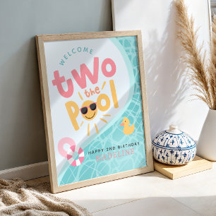 Mädchen Zwei Zum Pool Sommer 2. Geburtstagsbegrüßu Poster