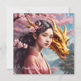 Mädchen zwischen Kirschblüten  Feiertagskarte