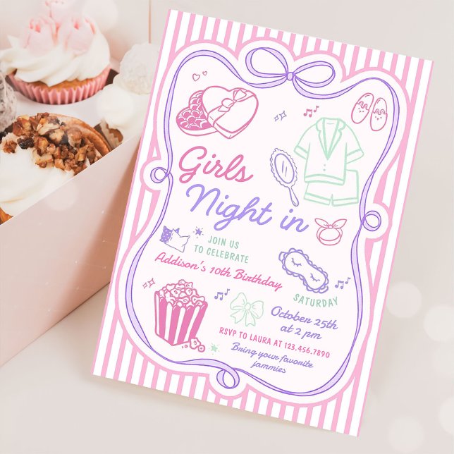 Mädchenabend Pyjamaparty Geburtstag Tween Einladung (Von Creator hochgeladen)