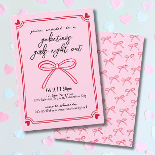 Mädchenabend Rosa und Rot Galentine's Day Einladung