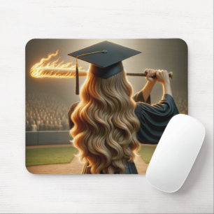 Mädchenabschluss mit flammendem Bad Mousepad