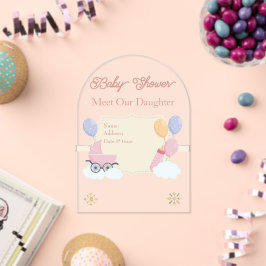 Mädchenbaby-Dusche Clear Akryllische Einladungskar Acryleinladungen