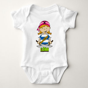 Mädchenbandana-Piraten-Baby-T - Shirt