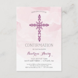 Mädchenbestätigung Einladung, Kreuz & Wasserfarbe Einladung