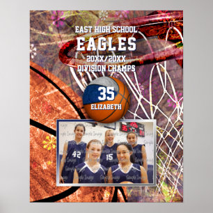 Mädchenblau-graue Mannschaftsfarben Foto Basketbal Poster